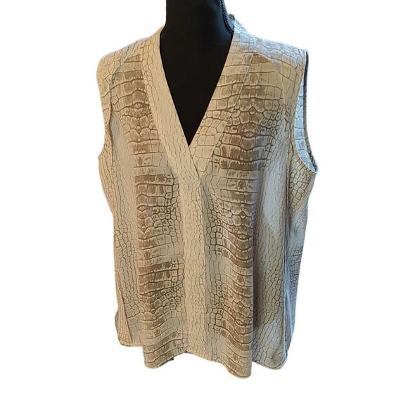 Cynthia Rowley Snake Skin Print Sleeveless Blouse Tank Large - Picture 2 of 5